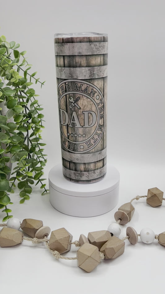 Dad The Man, Myth, Legend Wood - 20 oz Tumbler