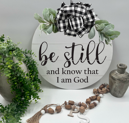 Be Still And Know - 18” Faux Pallet White Door Hanger