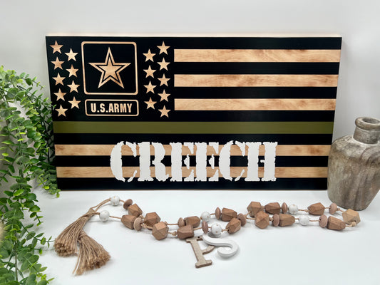 US Army Flag - Wood Burned - Wood Sign