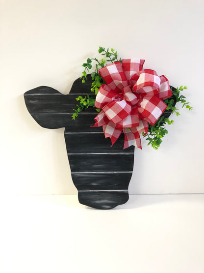 Cow Head Door Hanger - Black Faux Pallet 1/4”