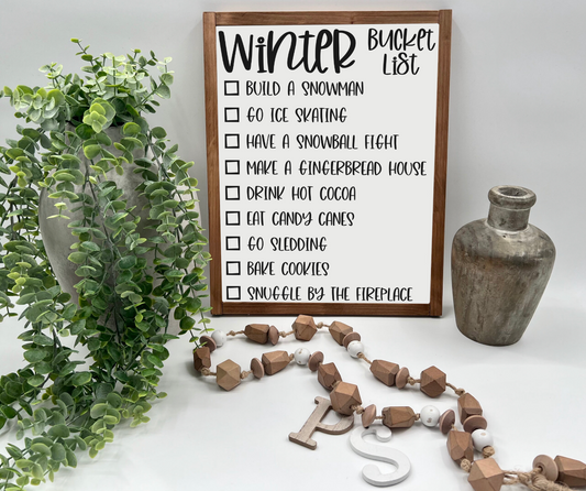 Winter Bucket List - Wood Sign