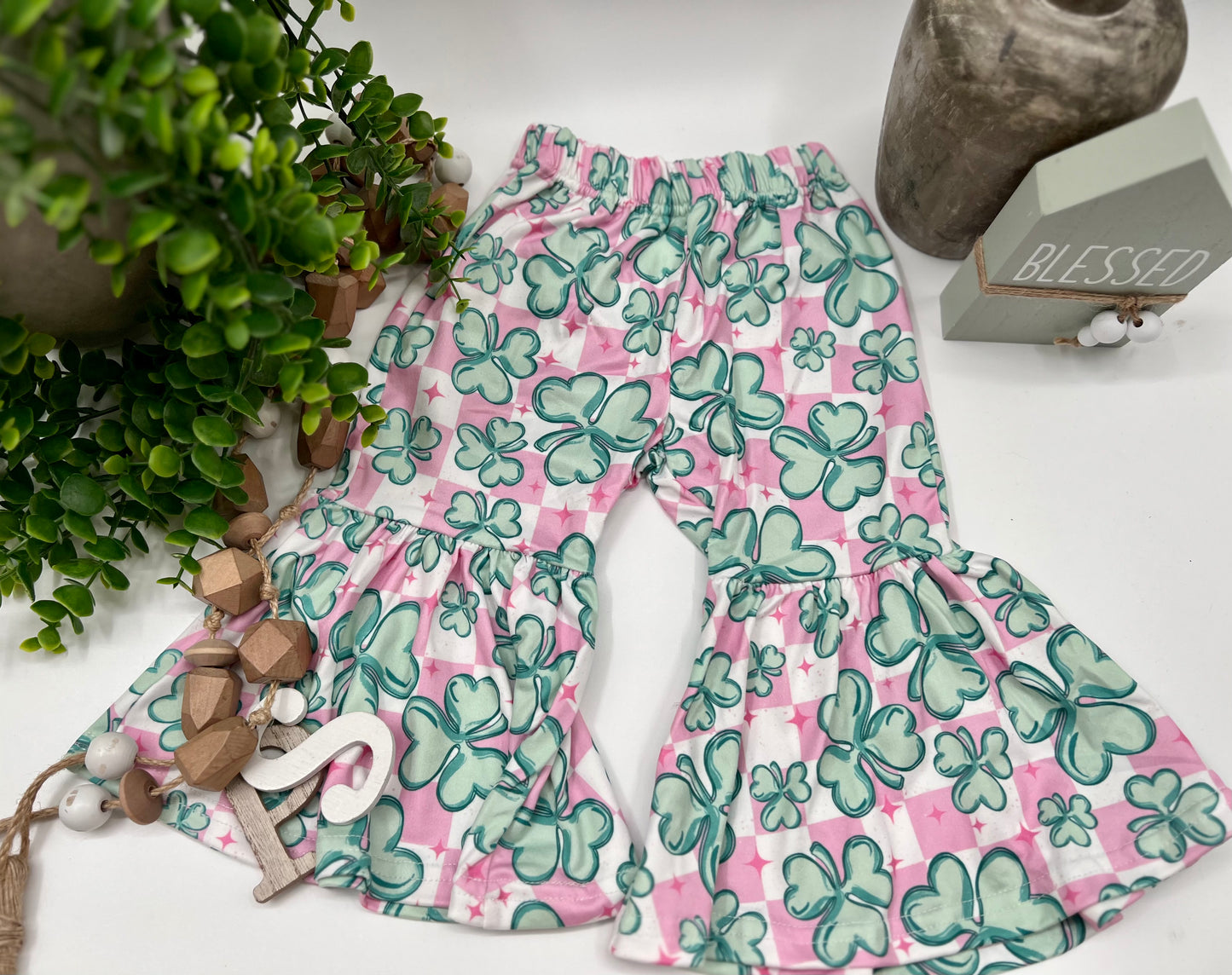 READY TO SHIP: 0/3 Month - Shamrock Bell Bottoms