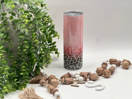 Pink Leopard Heart Glitter - 20 oz Tumbler