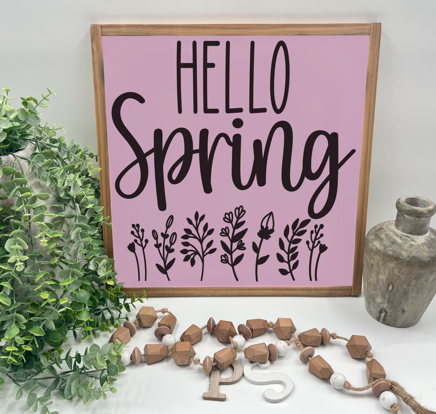 Hello Spring Wildflowers - Wood Sign